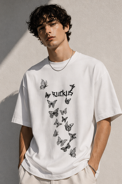 Oversized Graphic T-Shirt “Ruckus” – Premium Minimalist Streetwear Tee | Butterfly Print Aesthetic Shirt | Luxury Fashion Unisex