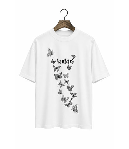 Oversized Graphic T-Shirt “Ruckus” – Premium Minimalist Streetwear Tee | Butterfly Print Aesthetic Shirt | Luxury Fashion Unisex