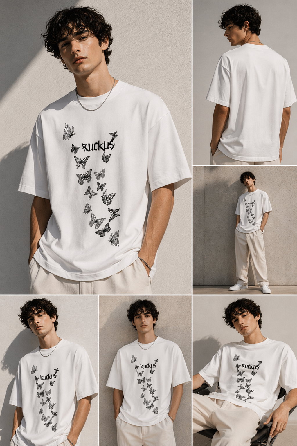 Oversized Graphic T-Shirt “Ruckus” – Premium Minimalist Streetwear Tee | Butterfly Print Aesthetic Shirt | Luxury Fashion Unisex